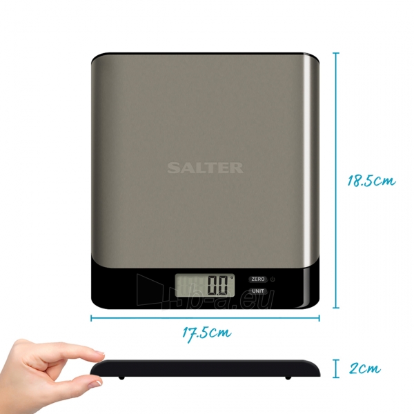 Svarstyklės Salter 1052A SSBKDR Arc Pro Stainless Steel Digital Kitchen Scale paveikslėlis 6 iš 6