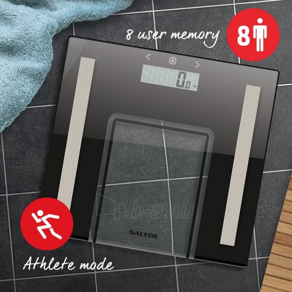 Svarstyklės Salter 9128 BK3R Electronic Body Analyser Scale - Black paveikslėlis 3 iš 4