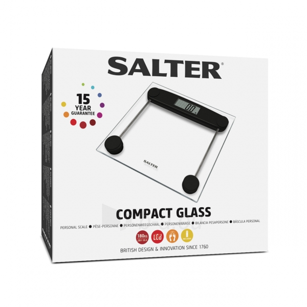 Svarstyklės Salter 9208 BK3R Compact Glass Electronic Bathroom Scale paveikslėlis 7 iš 7