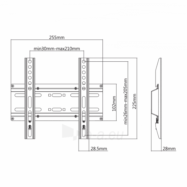 Televizoriaus laikiklis Sbox Fixed Flat Screen LED TV Mount 23-43 35kg PLB-2522F paveikslėlis 2 iš 3