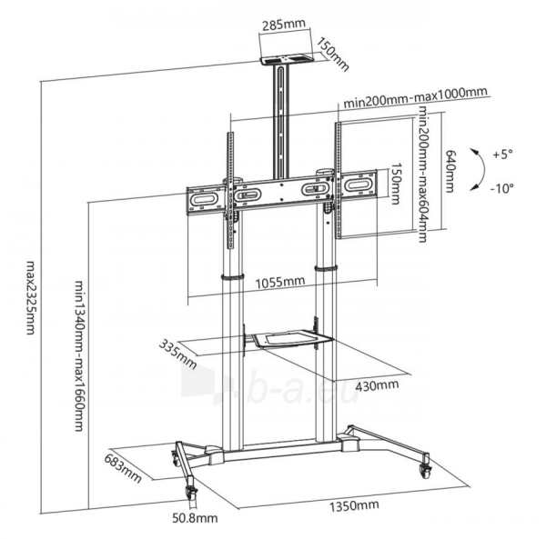 Televizoriaus laikiklis Sbox Floor Ultra-Large LED TV Stand 60-100 100kg FS-3610 paveikslėlis 3 iš 4