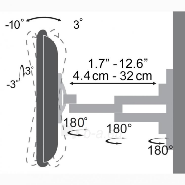 Televizoriaus laikiklis Sbox Full Motion Flat Screen LED TV Mount 13-28 20kg LCD-903 paveikslėlis 3 iš 4