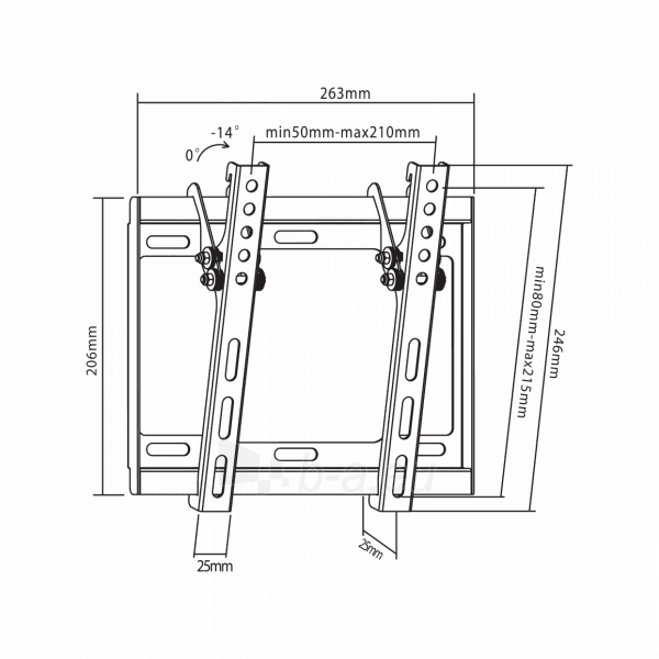 Televizoriaus laikiklis Sbox Tilting Flat Screen LED TV Mount 23-43 35kg PLB-3422T paveikslėlis 5 iš 7