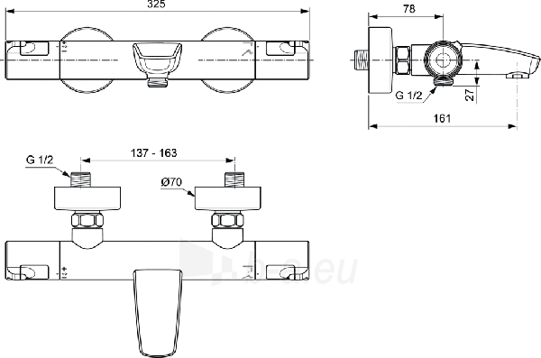 Termostatinis vonios maišytuvas Ideal Standard, Ceratherm T50 paveikslėlis 4 iš 4