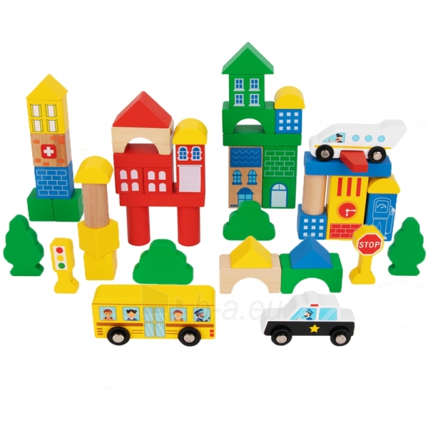 Tooky Toy City medinės kaladėlės, 50 el. paveikslėlis 1 iš 5