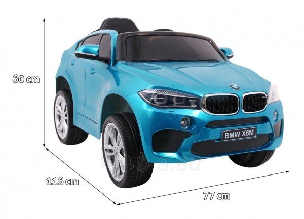 Vaikiškas elektromobilis BMW X6M, mėlynas lakuotas paveikslėlis 11 iš 12