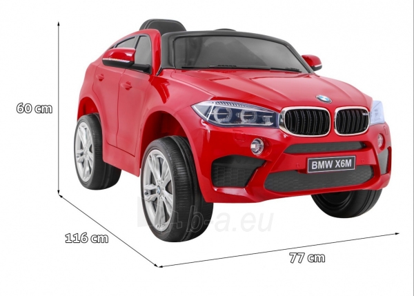 Vaikiškas elektromobilis BMW X6M, raudonas lakuotas paveikslėlis 12 iš 13