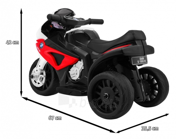 Vaikiškas triratis motociklas BMW S1000 RR, raudonas paveikslėlis 2 iš 9