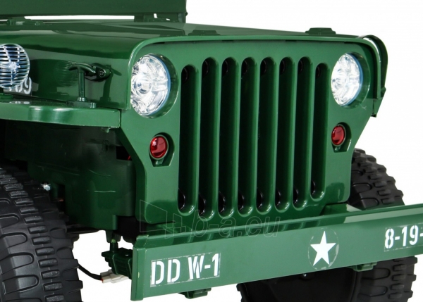 Vaikiškas trivietis elektromobilis Retro Military 4x4, žalias paveikslėlis 14 iš 20