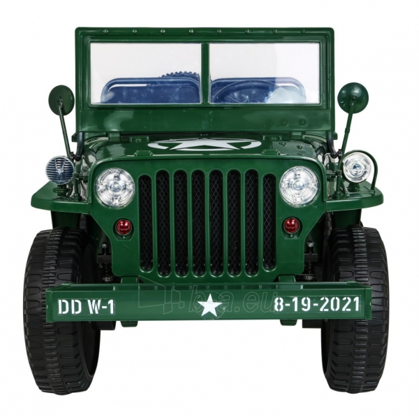 Vaikiškas trivietis elektromobilis Retro Military 4x4, žalias paveikslėlis 11 iš 20