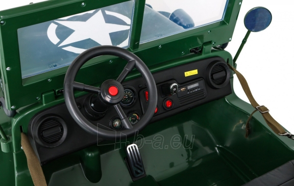 Vaikiškas trivietis elektromobilis Retro Military 4x4, žalias paveikslėlis 4 iš 20