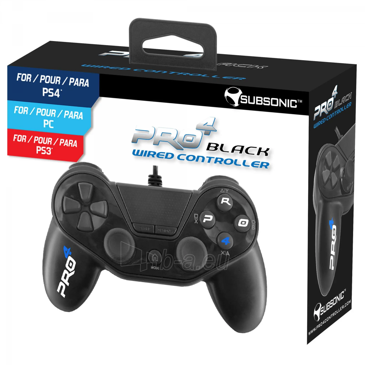 Vairalazdė Subsonic Pro 4 Wired Controller for PS4 Black paveikslėlis 7 iš 7