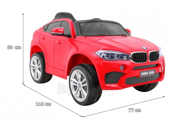 Vienvietis elektromobilis BMW X6M, raudonas paveikslėlis 11 iš 12