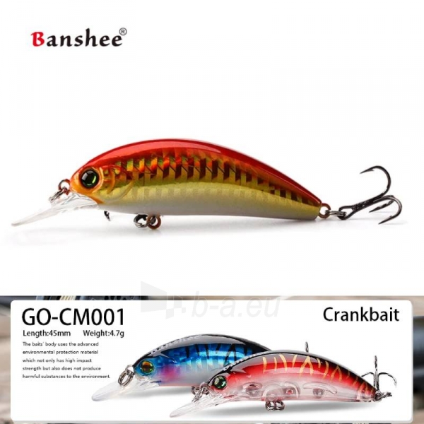 Vobleris Banshee Crankbait 45mm 4.7g GO-CM001 Red, Plūdrus paveikslėlis 3 iš 3