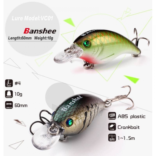 Vobleris Banshee Crankbait Bass 60mm 10g VC01 Mad Lava, Plūdrus paveikslėlis 2 iš 4