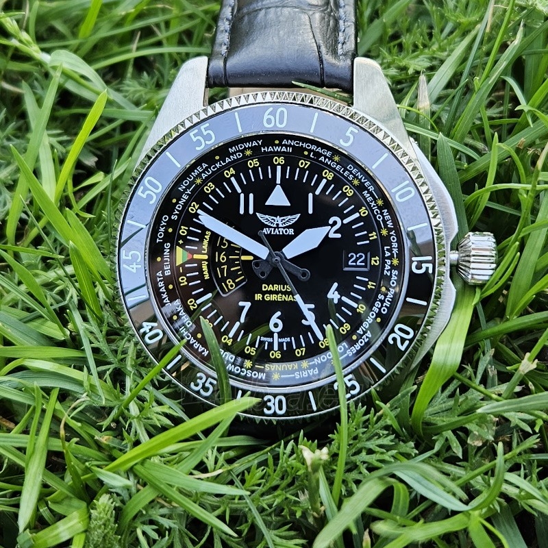 Vyriškas laikrodis Aviator GMT Darius ir Girėnas. Skrydis per Atlantą V.1.37.0.292.4 paveikslėlis 8 iš 13