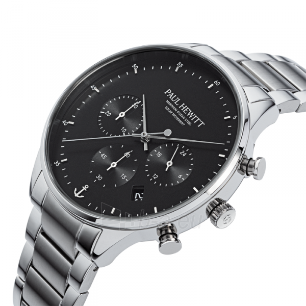 Vīriešu pulkstenis Paul Hewitt Solar Chrono Silver Black PH-W-0301 paveikslėlis 2 iš 4