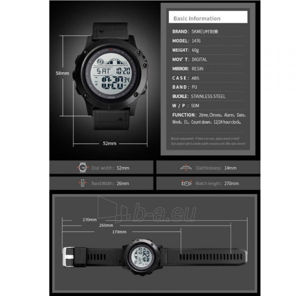 Vīriešu pulkstenis SKMEI 1476CMGN paveikslėlis 2 iš 5