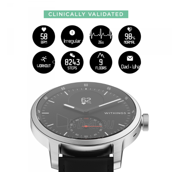 Vyriškas laikrodis Withings Hibridinis Išmanusis laikrodis Scanwatch Black 42 paveikslėlis 3 iš 5