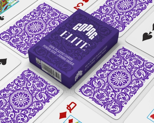 Žaidimo kortos Copag 1546 Elite Poker size - Jumbo index (purpurinės) paveikslėlis 3 iš 11