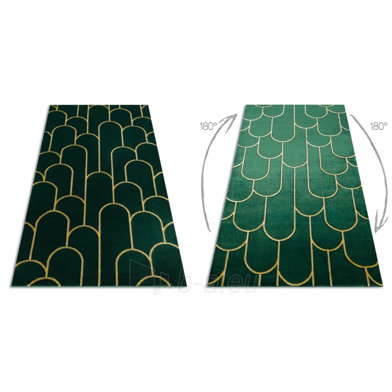 Žalios spalvos kilimas su aukso raštais EMERALD Art deco | 120x170 cm paveikslėlis 2 iš 16